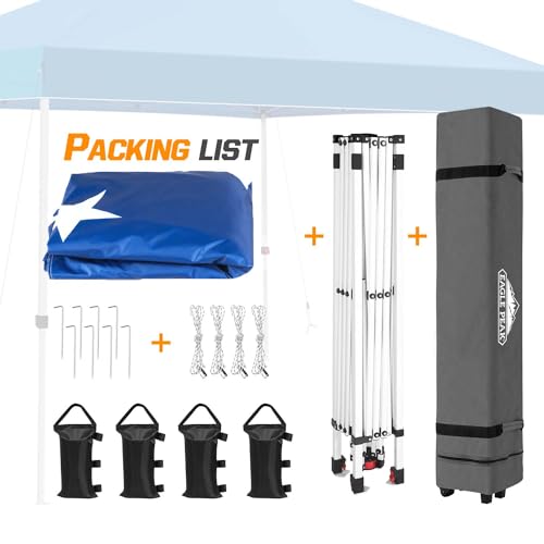 EAGLE PEAK Pop Up Canopy Tent with Wheeled Carry Bag, 8 Stakes, 4 Ropes, 4 Weight Bags, Easy Set Up Tent Canopy, 10x10 ft, 100sqft of Shade, American Flag - color: American Flag, size: 10x10