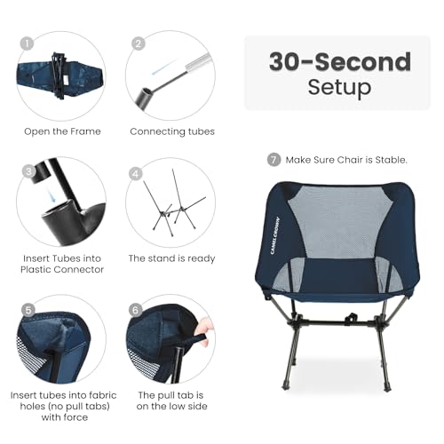CAMEL CROWN Portable Camping Chair Lightweight Compact Folding Chair Mesh for Outdoor Camp Travel Beach Picnic Festival Hiking Backpacking Navy Blue - color: Navy Blue-1, size: 1 Pack