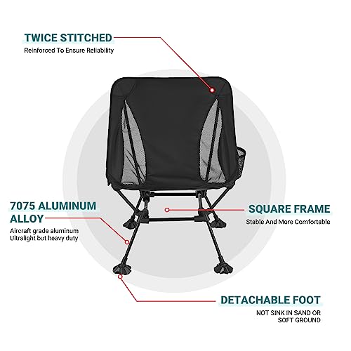 ATEPA Backpacking Chair, Ultralight Folding Portable Small Camping Chairs for Adults Compact Foldable Beach Seat with Anti-Sinking Feet & Aluminum Frame for Outdoor Hiking Travel Fishing, 2 Pack