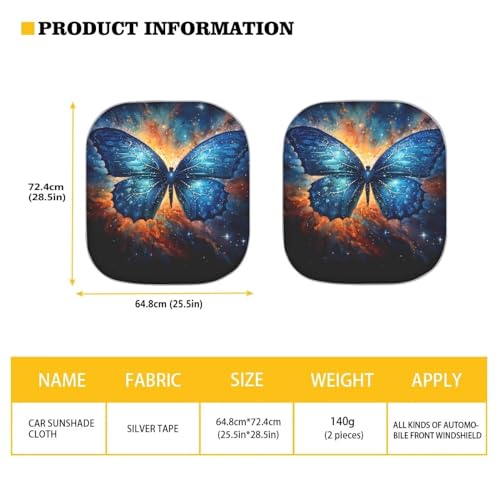 Butterfly Flame 2 Pack Windshield Sun Shade UV Sun Heat Reflecting Foldable Front Windshield Sun Shade Summer Front Window Visor Shield Automobile Interior Sets - color: Butterfly Flame