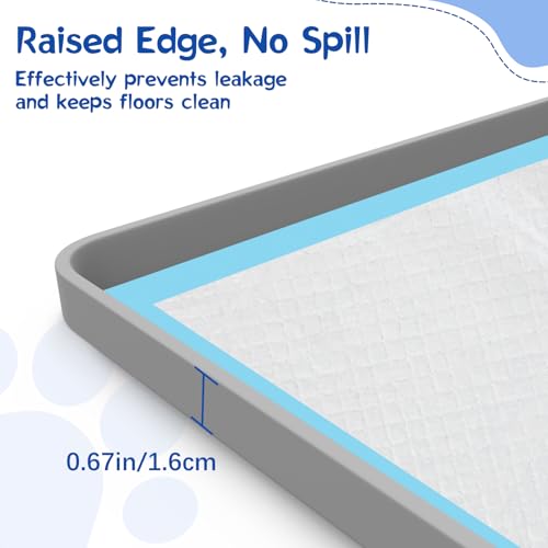 VavoPaw Pee Pad Holder for Dog, 22" × 34" Puppy Pad Holder with Clamps, Raised Edges Leak-Proof Dog Pee Pads Holders, Waterproof Silicone Potty Pads for Dogs, Easy to Clean Indoor, Light Gray - color: Light Gray, size: 22" × 34"