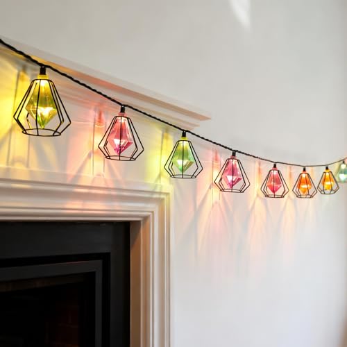 Vigdur Lantern String Lights - Muiticolor Deorative String Lights with 10 LED Bulbs Connectable, Indoor String Light for Bedroom Party Holiday Cottagecore Decor - color: Crystal