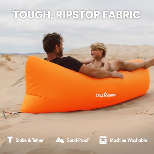 Portable Inflatable Lounger for Beach & Camping – Self-Inflating Air Couch, Beach Sofa, and Outdoor Lounge Chair for Relaxation and Comfort - color: Orange