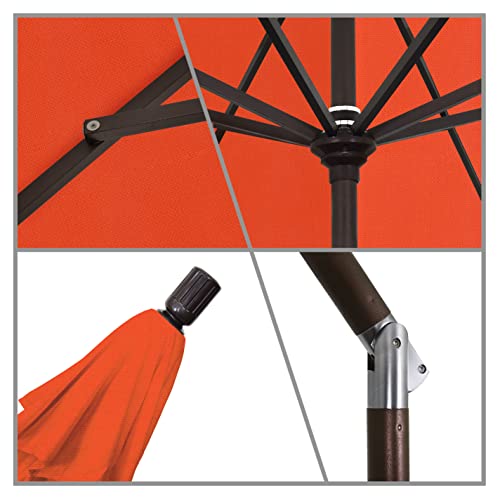 California Umbrella 9' Round Aluminum Patio Umbrella, Crank Lift, Collar Tilt, Bronze Pole, Sunset Olefin - color: Sunset