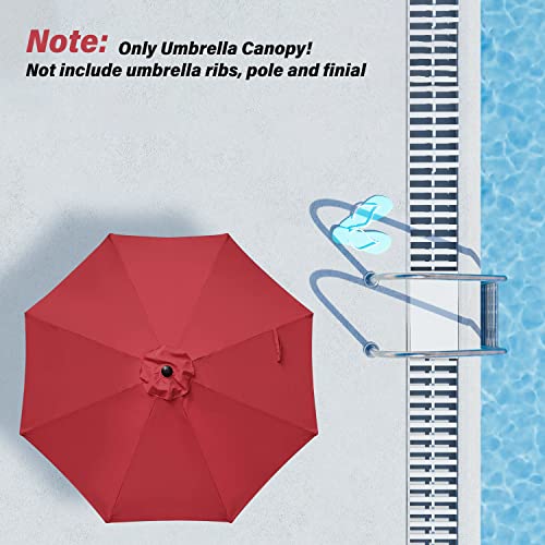 Simple Deluxe 9' Patio Umbrella Replacement Canopy Only Outdoor Table Market Yard Umbrella Replacement Top Cover with 8 Ribs, Red - color: Red Canopy Only, size: 9ft