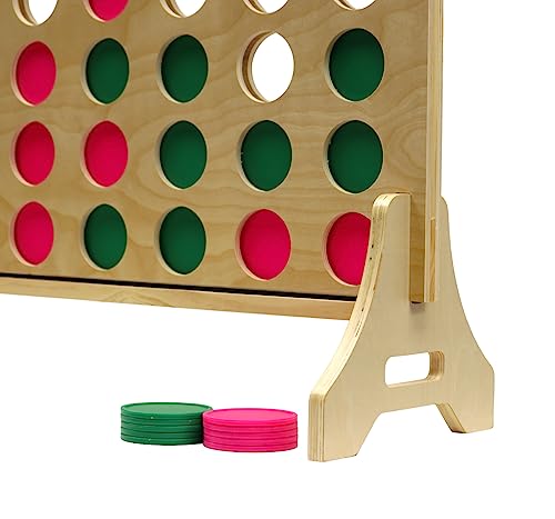 Tailgating Pros Premium Giant Four in a Row with Carrying Case - Jumbo Oversized Outdoor Yard Game - Connect Multiple Pucks in a Row to Win - Many Puck Colors Available! - color: Kelly / Pink