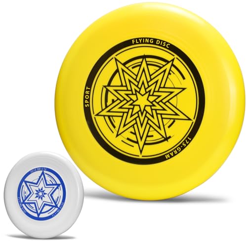 Outdoor Flying Disc 175g,Adult Sport Disc Set for Competitive and Pro Players,Flying Disc Set Includes 1 Glow in The Dark Flying Disc for Beach Pool Game, Camping and Backyard - color: Yellow