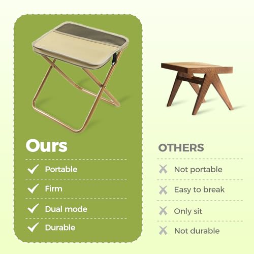 Foldable Backpack Stool, 2026 New Portable Folding Camping Stool with Shoulder Strap, Tiny Ultralight Pocket Chair That Turns into a Satchel, for Fishing, Hiking, Hunting (Green, Large) - color: Green, size: Large