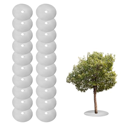 HARFINGTON 20pcs Tree Mulch Ring 16.5 Inch Non-Woven Round Tree Protector Weed Barrier Mat Plant Cover Rings for Weed Grass Control Root Protection, Silver - size: 16.5