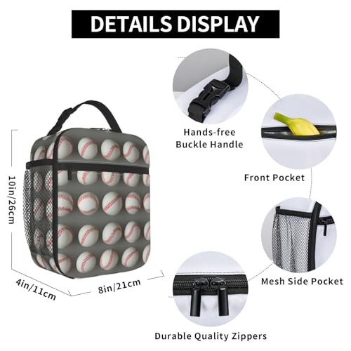 Baseball Print Lunch Box for Players,Adults,Men,Sport Ball Design Insulated Lunchbox,Leakproof Tote Bag,Reusable Cooler Bags for Work,Picnic,Office,Travel,Practical Lunchbag Gifts - color: Baseball01