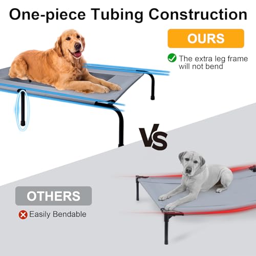 Outdoor Dog Elevated Bed for Large Dogs with Plush Mat, Durable Washable Raised Dog Beds, Indestructible Cooling Dogs Beds, Chew Proof Pet Cot Hammock for Large Breathable Outside (XL) - size: X-Large