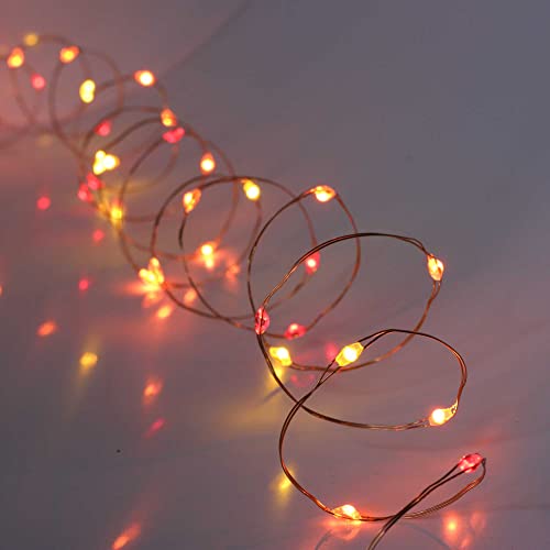 QBIS Battery Powered Fairy Lights for Bedroom, 40 LED Lights, Battery Operated String Lights for Christmas, Halloween Decorations, 6hr Timer Mode, Red, Orange, Yellow Fairy Lights - size: 1PK-40 Red,Orange,Yellow