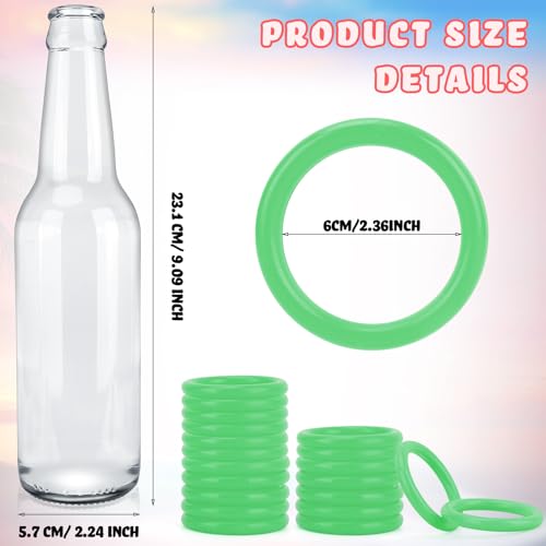 30 Pcs Ring Toss Game Carnival Game Set Include 24 Plastic Throw Rings and 6 Glass Bottles for All Occasions and Events, Summer Backyard Fun, Beach, Carnival Party Favor - color: Green, size: 2.36"
