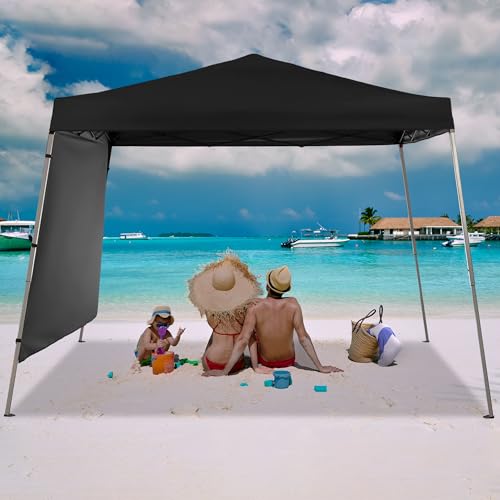 GDY 10x10 FT Pop Up Canopy Outdoor Instant Tent Slant Legs with a Sidewall,Equipment Vents, Portable Gazebo Shelter for Patio, Deck, Beach and Garden,Black. - color: Black