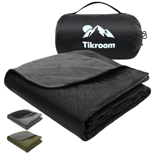 Large Waterproof Outdoor Camping Blanket, 80 x 58 inch Fleece Picnic Blankets Windproof Travel Stadium Blanket for Beaches Pets Car Camp Picnic Mat for Both Cold & Warm Weather - color: Black