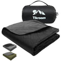 Large Waterproof Outdoor Camping Blanket, 80 x 58 inch Fleece Picnic Blankets Windproof Travel Stadium Blanket for Beaches Pets Car Camp Picnic Mat for Both Cold & Warm Weather - color: Black