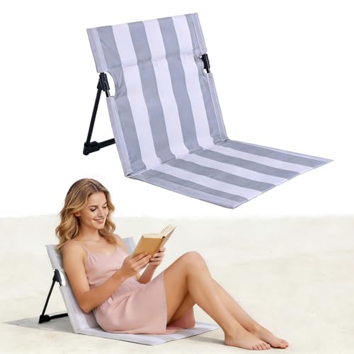 Stripes Foldable Pool Chair,Ultra-Light Portable Beach Chair with Carry Bag for Sunbathing Swimming Poolside Picnic Lawn Road Hiking Trips (1, Grey and White) - color: Grey and White