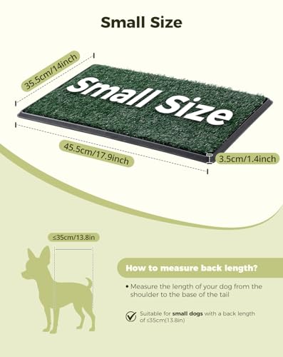 Petcozife Dog Grass Pad with Tray, 16"x20" Grass Pad for Dogs Potty with 2pcs Artificial Grass, Indoor Dog Litter Box for Balcony Apartment, Realistic, Washable, Less Odor - size: Small