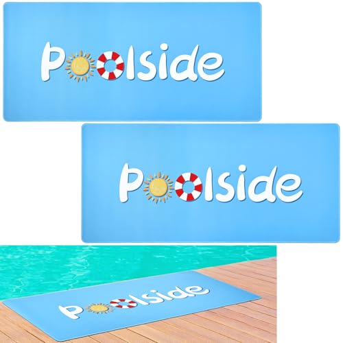 2 Pcs Poolside Seating Mats for Edge of Pool -16 x 35 Inch Non Slip Walk Pool Mats Decorative Poolside Mats Pool Cushions for Summer Outdoor Indoor Beach Swimming Pools Lounging