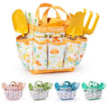 Grenebo Kids Gardening Set Toys,Includes Metal Trowel,Transplanting Shovel,Garden hat,Rake,Apron,Gloves,Watering Can,and Tool Organizer Bag (Yellow) - color: E-yellow