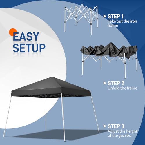 Outvita Canopy 7.8x7.8' Pop Up Commercial Instant Gazebo Tent, Waterproof & UV Protection Canopy Tent with Slant Legs for Party Wedding Birthday BBQ Events - style: 7.8x7.8-gray