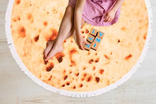 Benefeet Sox Beach Towel Large Round Mandala Pool Towels Tassels Microfiber Quick Dry Beach Blanket Throw Bohemian Roundie Swim Pool Circle Towel, 59 Inches - color: Burrito Tortilla