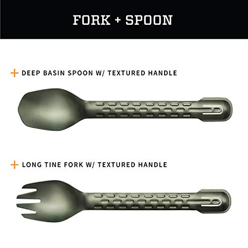 Gerber Gear ComplEAT Camping Utensils Set for Outdoor Cooking, Camping Cutlery with Fork, Spoon, Tongs, Spatula and Multi-Functional Tool, Flat Sage