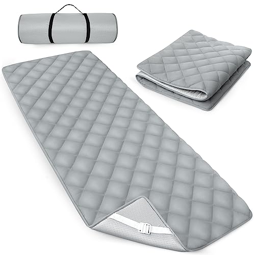 Quilted Foam Mattress Topper Pad, Non-Slip Super Soft Comfortable 75"x30", Cool Sleeping Pad for Camp Cot/RV Bunk/Narrow Twin Beds - color: Grey