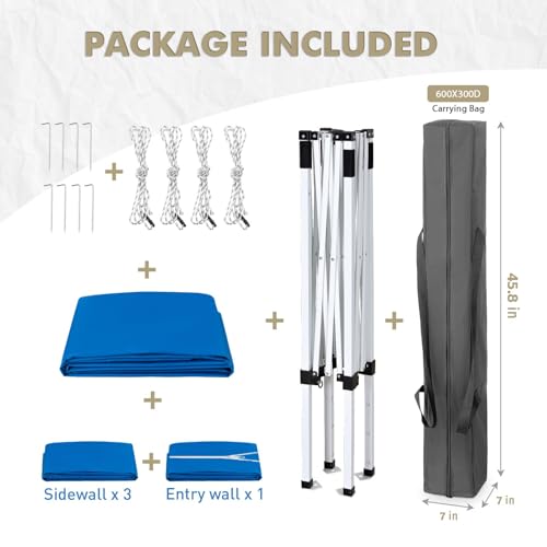 EAGLE PEAK 5x5 Instant Canopy with 4-Side Wall Panels, Small Pop up Portable Canopy Tent with Carry Bag, Light Weight Sun Shelter for Sports, Camping and Beach, Blue - color: Blue