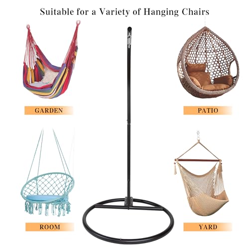 Round Base Heavy Duty Hanging Stand - Powder Coated Hammock Stand for Hammock Chair, Indoor and Outdoor (Black)