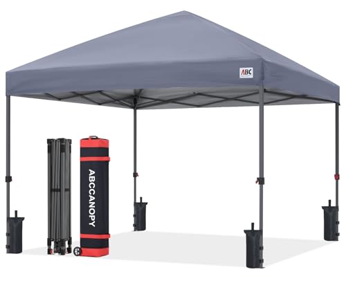 ABCCANOPY 8x8 Pop Up Canopy Tent, Easy Setup Instant Shelter with Wheeled Bag, Heavy Duty Outdoor Canopy for Beach, Market, Backyard, UV Protection, Outdoor Weather Protection (Light Gray, 8x8) - color: Light Gray, size: 8x8