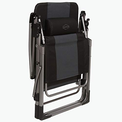 Kamp-Rite Outdoor Folding Reclining Zero Gravity Beach Lawn Chair w/Headrest for Backyard, Camping, Tailgating, & Sports, 300 LB Capacity, Gray/Black