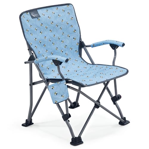 Busy Bee Oversized Kids Camping Chair with Cup Holder, High Back Toddler Chair Kids Folding Chair, Perfect for Beach & Outdoor, Supports 150 Lbs. - color: Print Bee Blue, style: Folding Chair