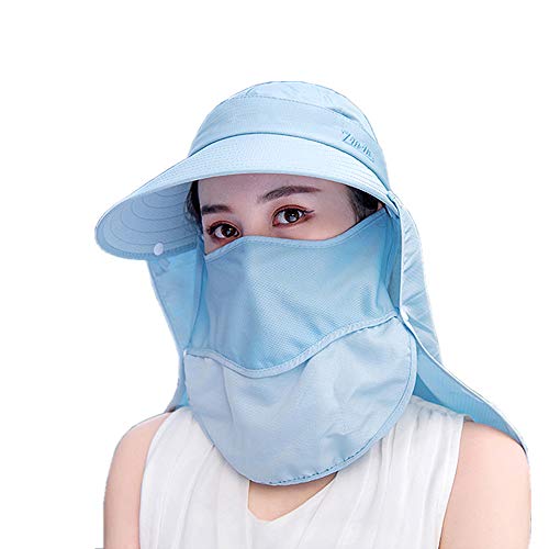 Outdoor UPF 50+ UV Sun Protection Waterproof Breathable Face Neck Flap Cover Folding Sun Hat for Men/Women - color: Blue