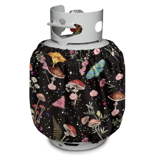 Rv Propane Tank Cover Mushroom Flower Propane Tank Cover for Rv Trailer 20 lb Cylinder Covers for Outdoor and Indoor Use Dustproof 13.7'' x 16.5'' - color: Mushroom Flower
