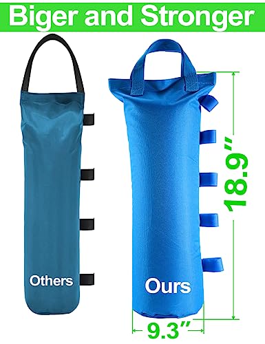 120LBS Extra Large Heavy Duty Canopy Weights Sand Bags for Ez Pop Up Canopy Tent Gazebo Outdoor Instant Sun Shelter Patio Umbrella, Upgraded 5 Magic Sticks,2 Nylon Handles and Storage Bag, 4Pack - style: 4packs Blue