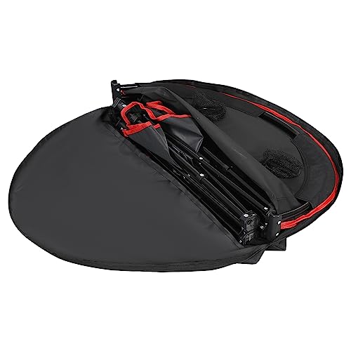 SUPER DEAL Portable Folding Picnic Camping Table with Storage Bag and 4 Cupholders, 2-Tiers Round Outdoor Camping Beach Table, Black