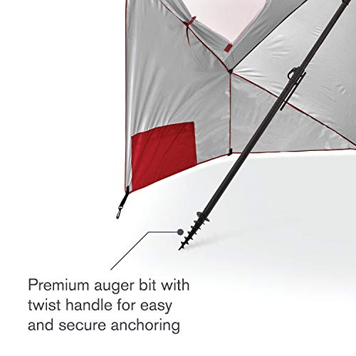 Sport-Brella Premiere UPF 50+ Umbrella Shelter with Patented Side Panels and Tilt Mechanism, Heavy-Duty 1.25 Inch Center Pole, Auger Anchor for Sand and Grass - color: Red, style: XL