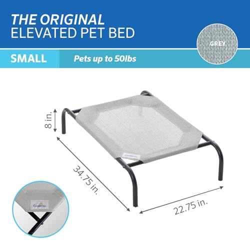 Coolaroo Original Elevated Dog Bed - Breathable Off-The-Ground Pet Bed with Cooling Fabric, Joint Relief & Moisture-Resistant Fabric, 100% Recyclable, Easy Clean, Grey, Small - color: Grey, style: Small Dog Bed