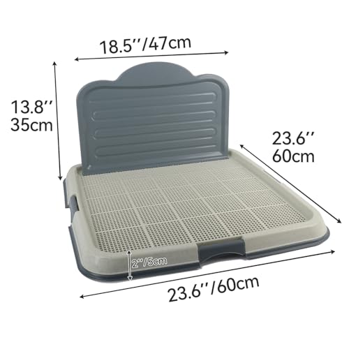 PAWISE Male Dog Pee Pad Holder with High Wall, 23.5"x23.5" Indoor Potty Tray for Medium/Large Dogs, Reusable Large Training Pad Holder with Splash Guard, Includes 4 Pee Pads, Anti-Slip & Easy to Clean