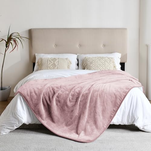 Waterproof Blanket for Bed Couch Sofa, Soft Liquid Pee Proof Pet Blanket for Dog Puppy Cat, Reversible Sherpa Fleece Furniture Protector (Dusty Pink, 50x60 inches) - color: Dusty Pink, size: 50x60 inches