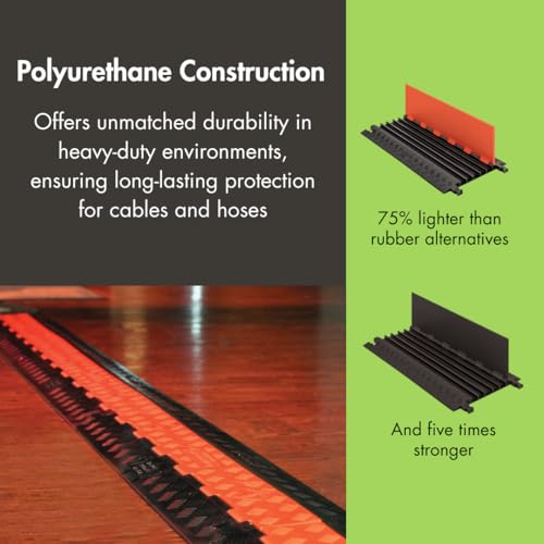 Checkers 3 Channel Medium Profile Drive Over Cable Protector ADA Compliant Ramp for Drop Over, Heavy Duty Loads up to 21,000 Pounds, Polyurethane Construction, Blue, CPRP-3GD-DO-BLU - color: Ramp