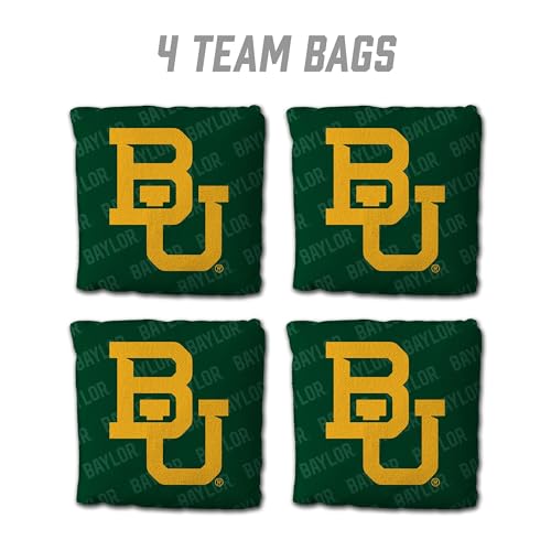 YouTheFan Officially-Licensed NCAA Set of 4 Cornhole Bags - All Weather Regulation 6” x 6” Size - 16oz Weight - Designed in USA - color: Baylor Bears - Green