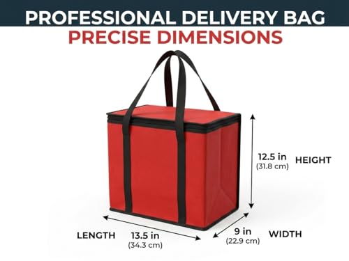 JoEzzy Insulated Bags – Large Thermal Food Delivery Bag & Reusable Shopping Tote – Heavy Duty Cooler Bag for Catering, Picnics, Beach, & Office Lunch – Collapsible, Stands Upright, Red - color: 4-Pack (Bag)