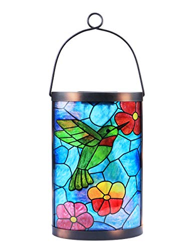 Hanging Solar Lantern Outdoor Decorative Waterproof LED Solar Hummingbird Lights Tabletop Lamp for Outdoor Patio Garden - style: Hummingbirds