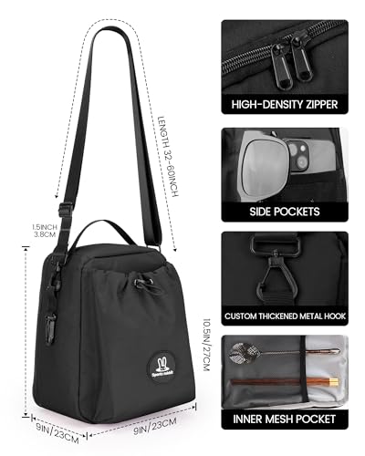 Sports Rabbit Insulated Lunch Bag for Men & Women – Lunch Bag with Water Bottle Holder, Compatible with Owala & 40/30oz Stanley Cups, Adjustable Crossbody Strap – Ideal for Work Travel Picnics (Black) - color: Black