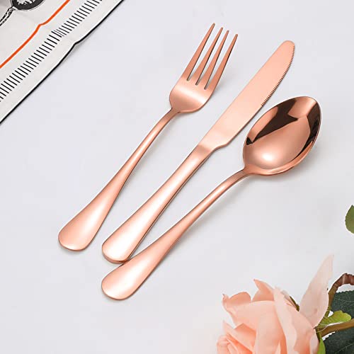 Portable Travel Utensils Set with Case,Reusable Office Flatware Set,Healthy Travel Cutlery Set 3 PCs Stainless Steel Fork, Spoon,Knife Cutlery Ideal for Travel, Lunch Box and Camping (Rose Gold-3PCs) - color: Rose Gold - 3 PCs