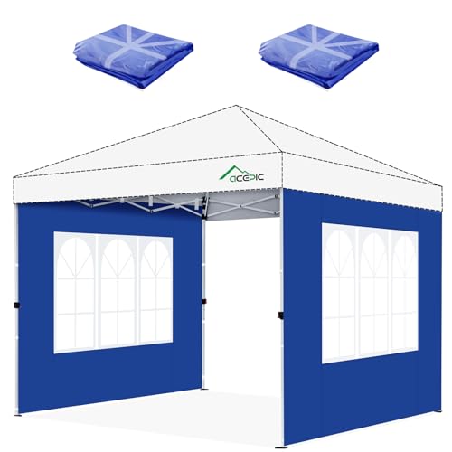 Acepic 2Pcs Instant Canopy Tent Sidewalls for 10x10 Pop-Up Canopy, Garden Gazebo, 210D Oxford Fabric Waterproof, Blue (Canopy Tent NOT Included) - color: Blue, size: 10*10ft 2pcs