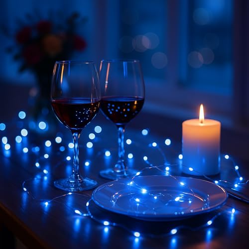 6 Pack Fairy Lights Battery Operated with Timer Silver Wire Mini 13FT 40LED Waterproof Cuttable Twinkle Christmas String Lights for Home Bedroom Wedding DIY Centerpiece Birthday (Blue) - color: Blue