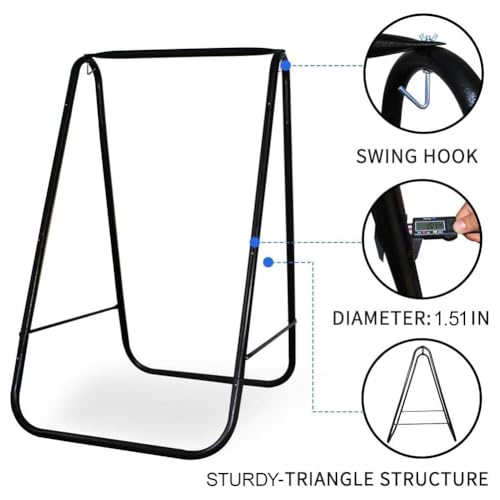 Hammock Chair with Stand,Heavy-Duty Hammock Stand with Large Indoor Swing,MAX Load 500 LBS,Hanging Chair with Stand for Indoor Outdoor,Swing Chair with 2 Cushions Included(Blue) - color: Blue